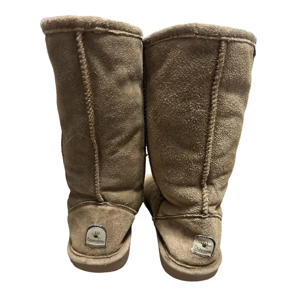 Bearpaw 5 youth brown suede winter mid calf fleece lined boots